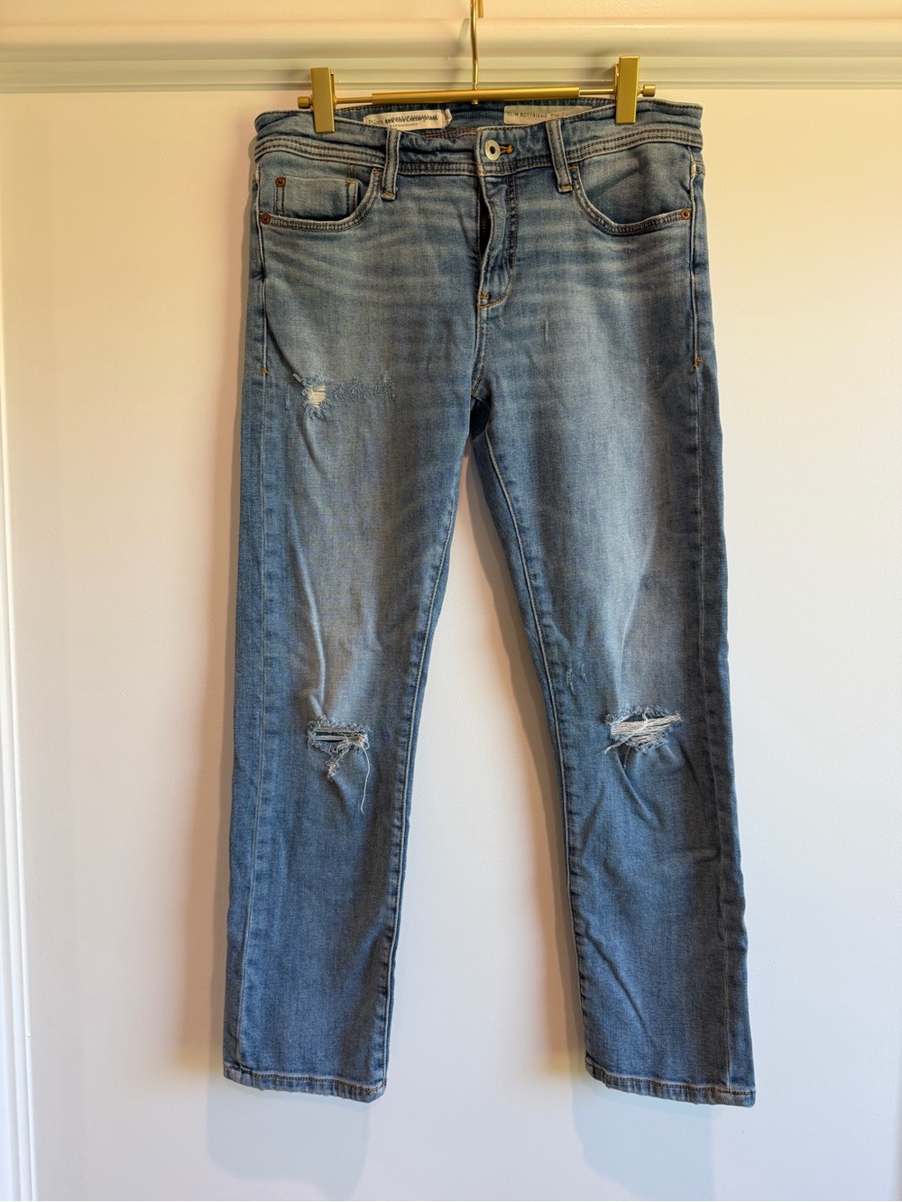 Pilcro Straight Leg Light Blue Distressed Jeans